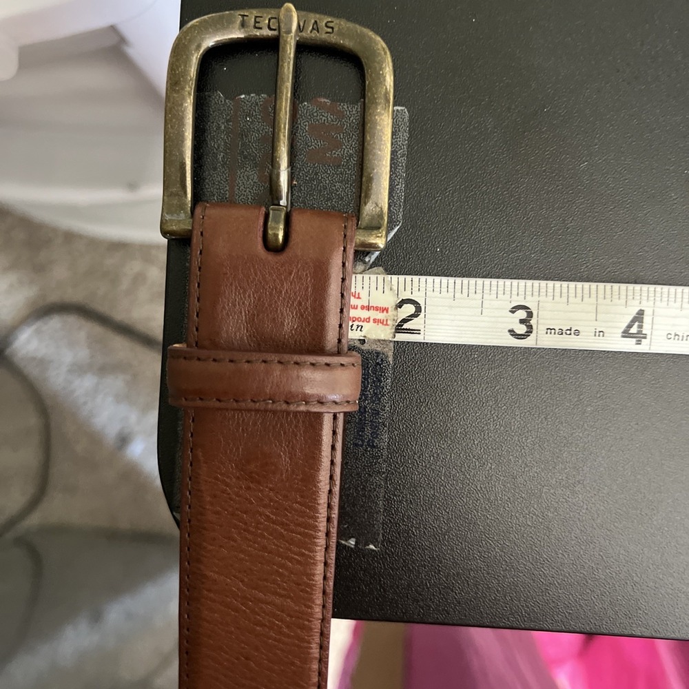 Tecovas Calfskin Leather Belt Men Sz 34 Bourbon Brown Belt Business Casual Work - Picture 9 of 9